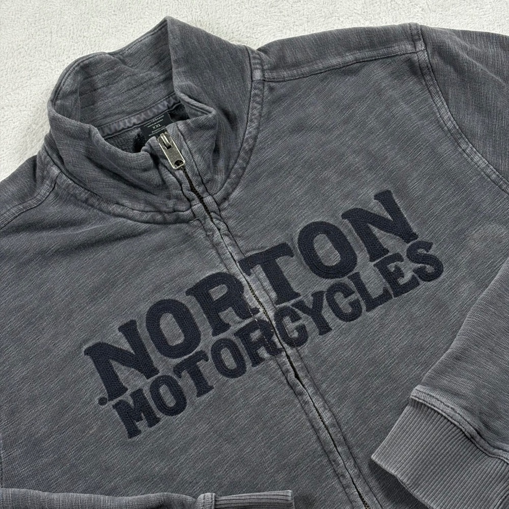 Lucky Brand Norton Motorcycles Full Zip Sweatshirt Mens XXL Gray Slub Jacket
